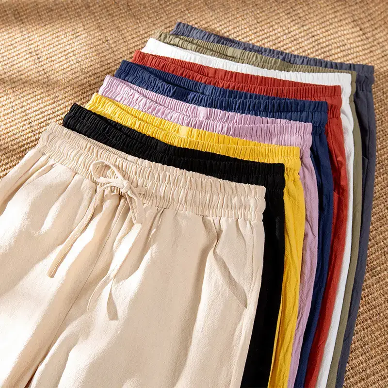 Women Cotton Harem Pants Blue Red Stripes Spring 2023 - Image 13