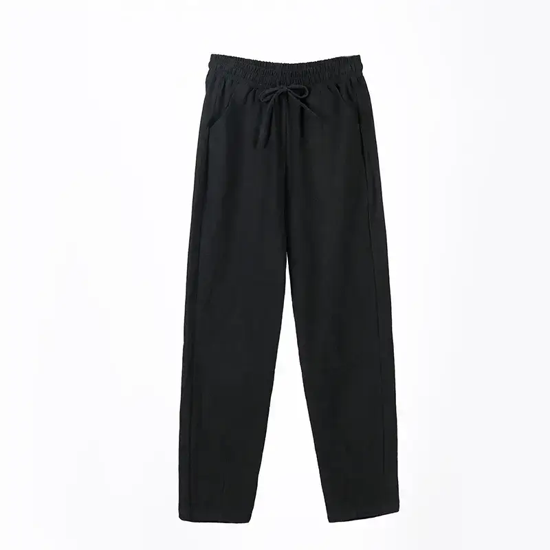 Women Cotton Harem Pants Blue Red Stripes Spring 2023 - Image 3