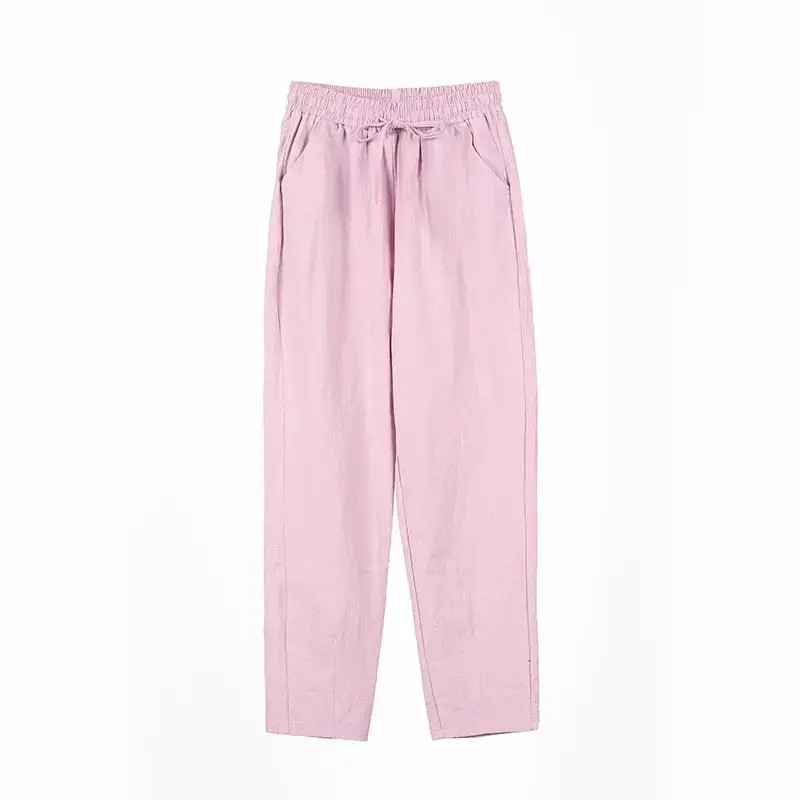 Women Cotton Harem Pants Blue Red Stripes Spring 2023 - Image 7