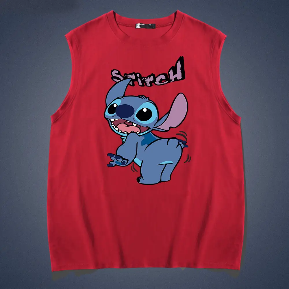 Men's Red Stitched Cartoon Vest Sleeveless Pure Cotton Summer - Image 4
