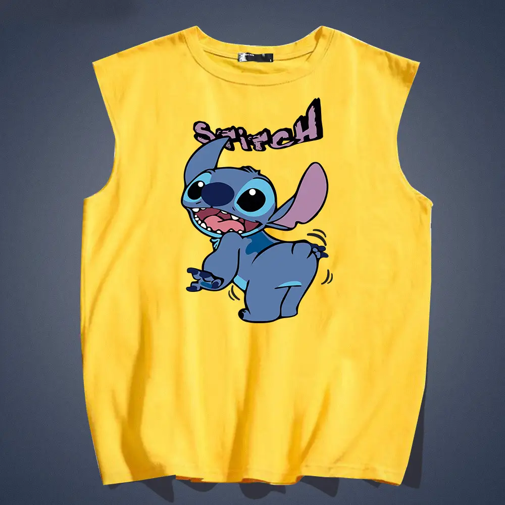 Men's Red Stitched Cartoon Vest Sleeveless Pure Cotton Summer - Image 3