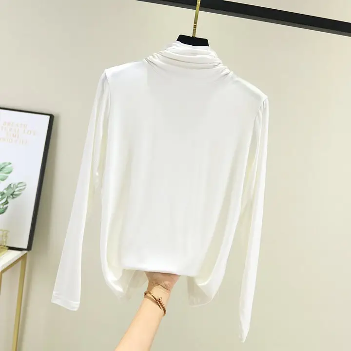 Black Long Sleeve T-shirt Women High Collar Spring Autumn - Image 2