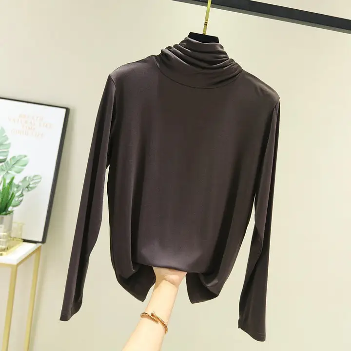 Black Long Sleeve T-shirt Women High Collar Spring Autumn - Image 4