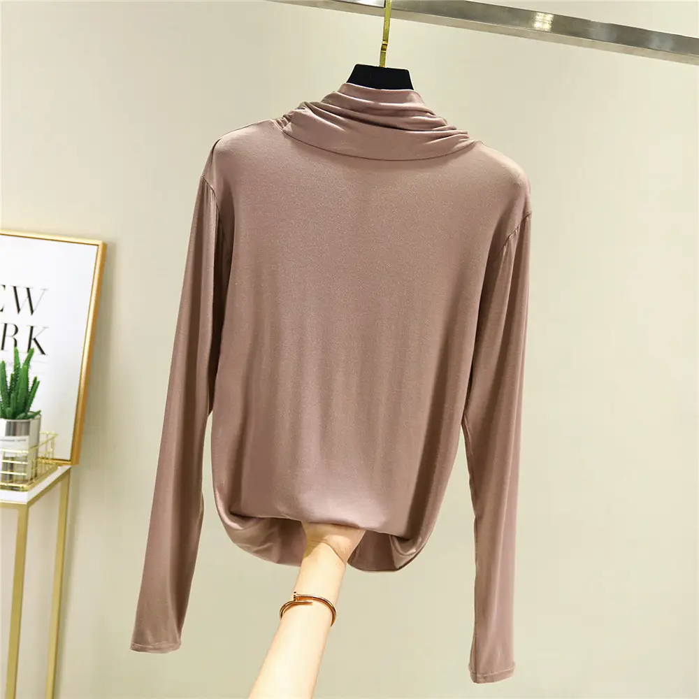 Black Long Sleeve T-shirt Women High Collar Spring Autumn - Image 5