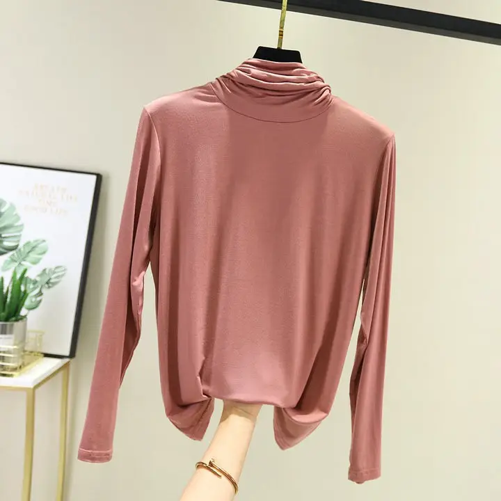 Black Long Sleeve T-shirt Women High Collar Spring Autumn - Image 7