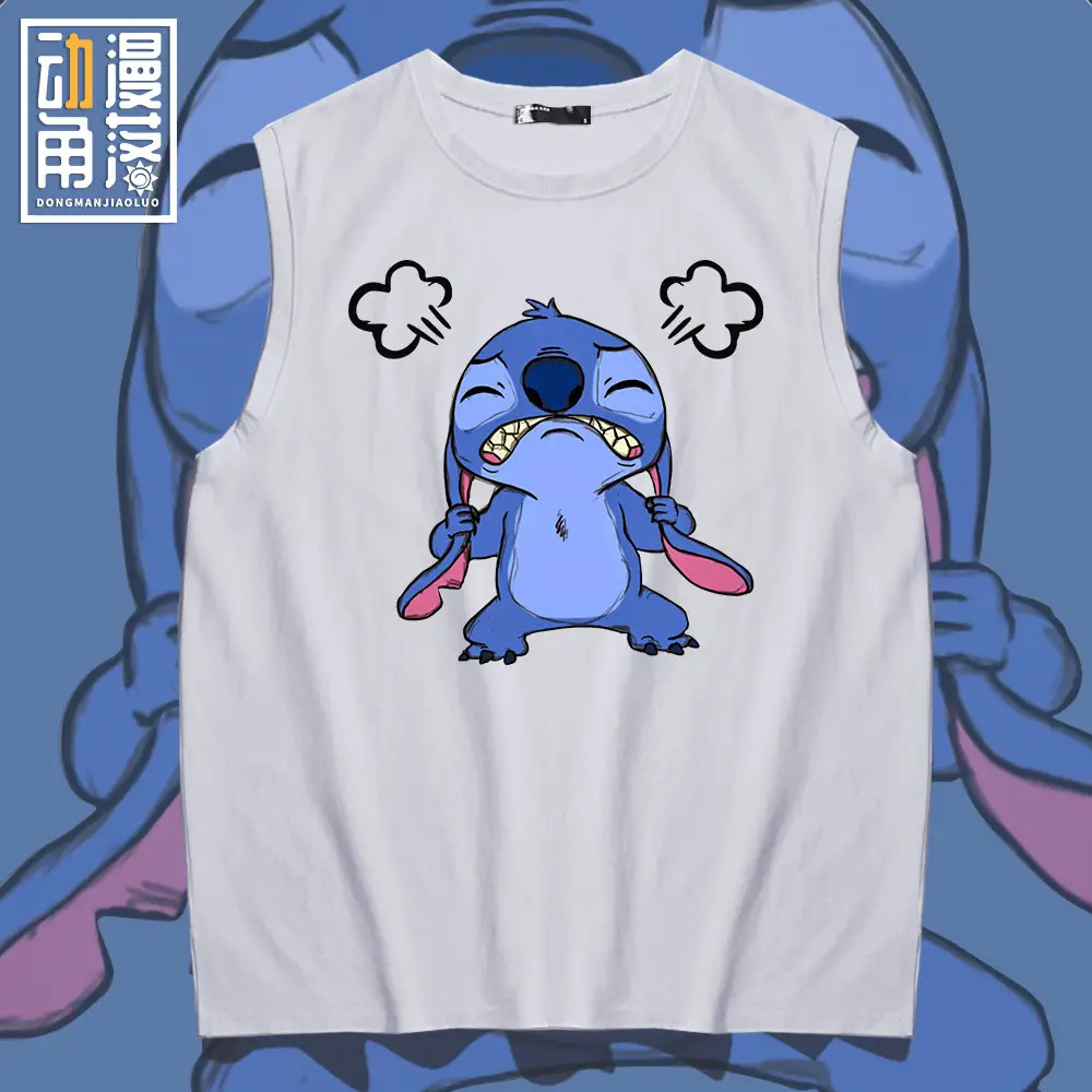 Stitch Men's Blue Sleeveless Cotton Vest Large - Image 8