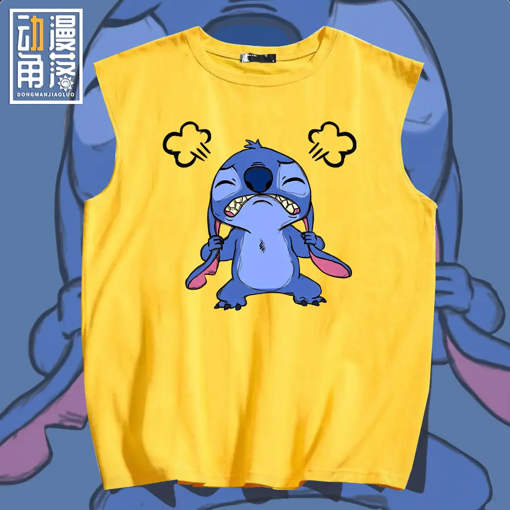 Stitch Men's Blue Sleeveless Cotton Vest Large - Image 9