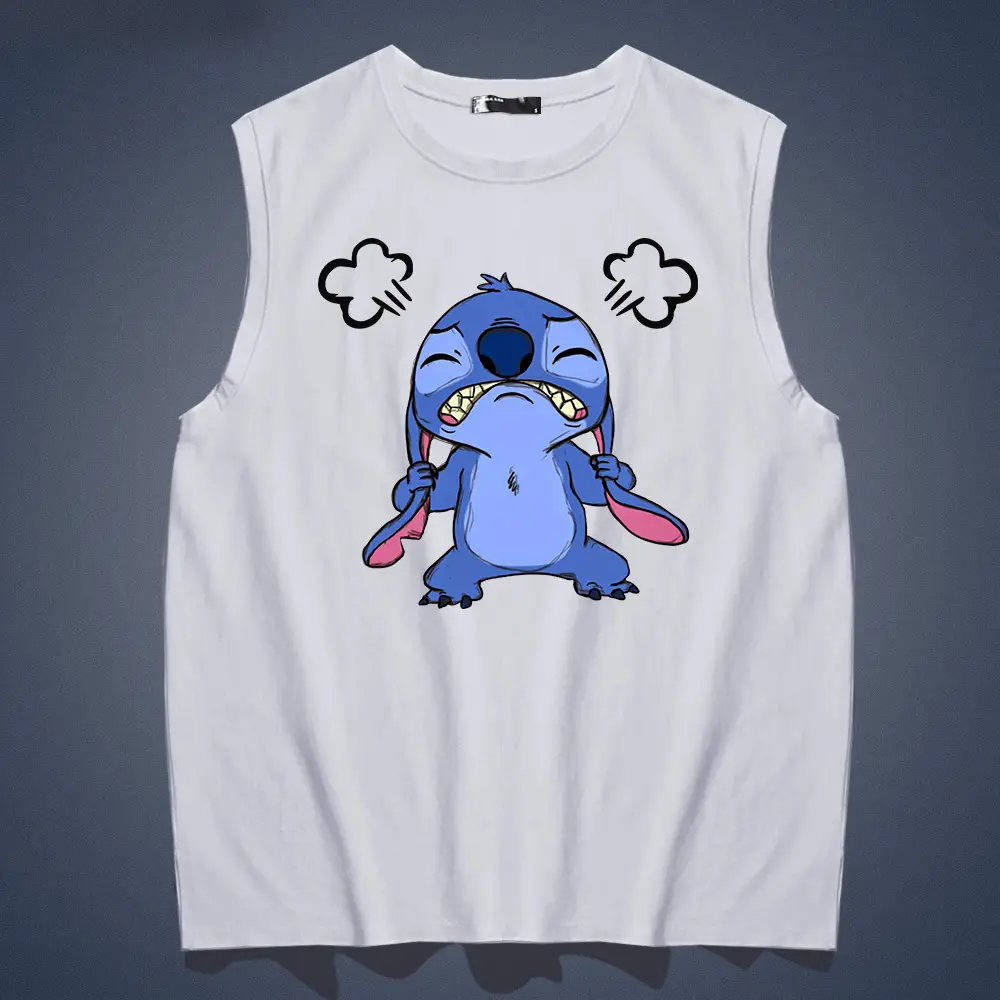 Stitch Men's Blue Sleeveless Cotton Vest Large - Image 2