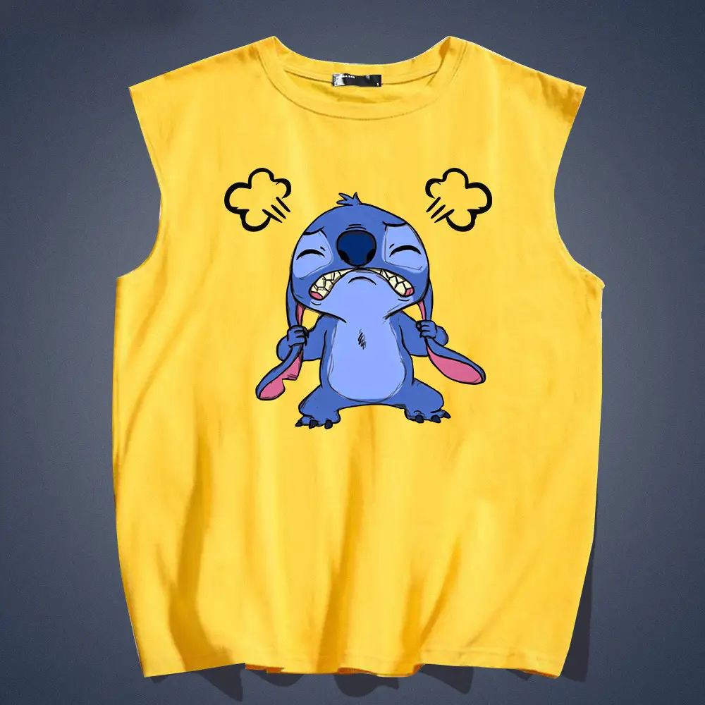 Stitch Men's Blue Sleeveless Cotton Vest Large - Image 3