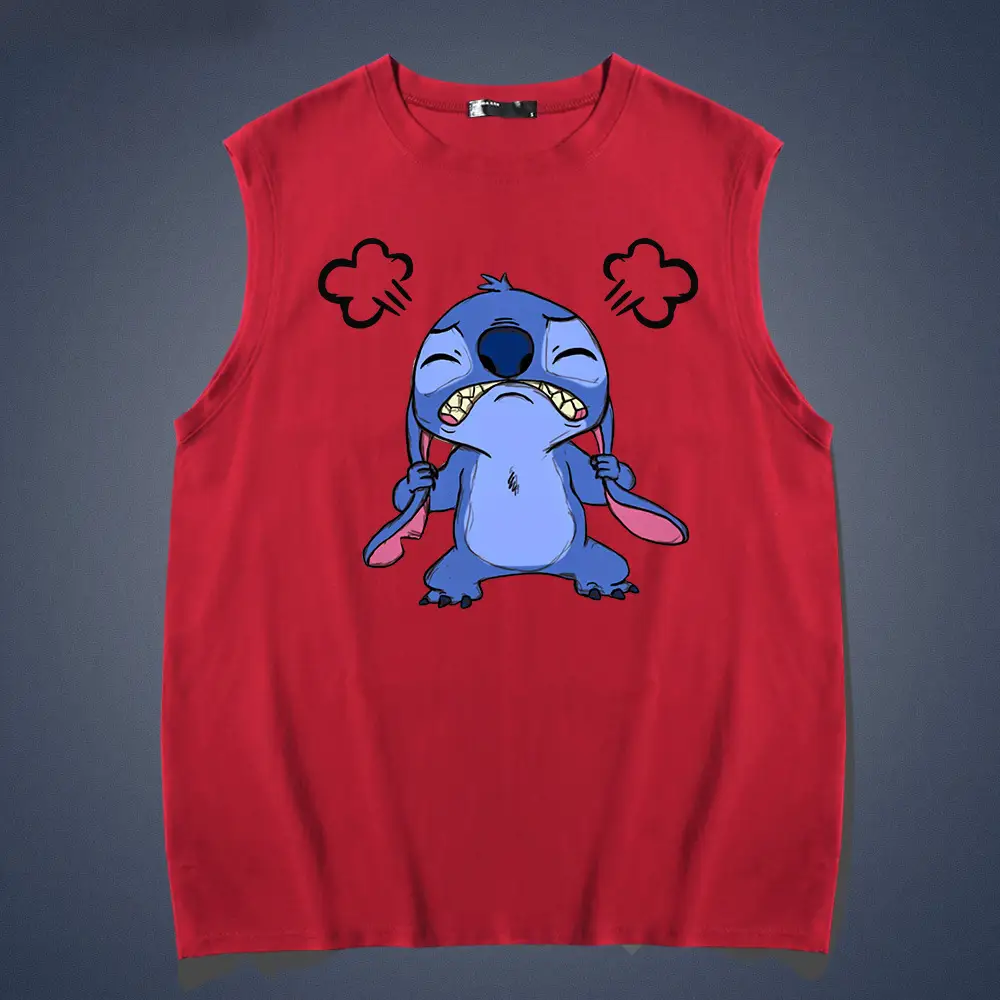 Stitch Men's Blue Sleeveless Cotton Vest Large - Image 4
