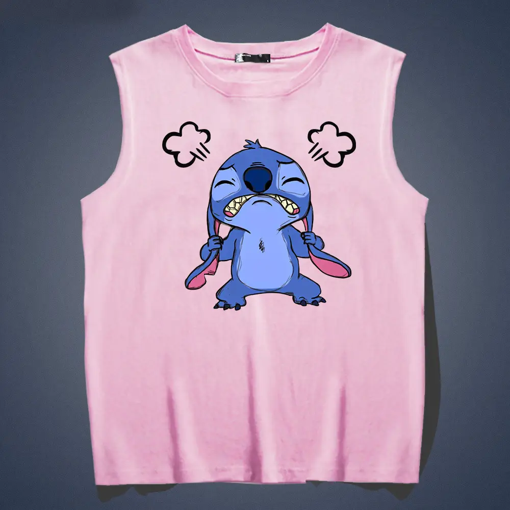 Stitch Men's Blue Sleeveless Cotton Vest Large - Image 6