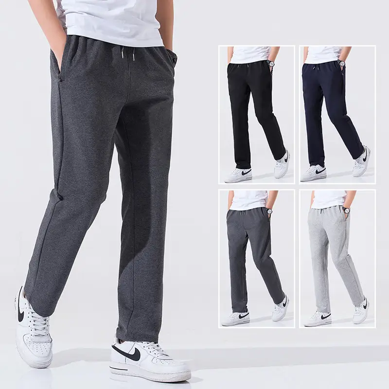 Men Grey Knitted Sweatpants Loose Wide Leg Straight Fit - Image 6