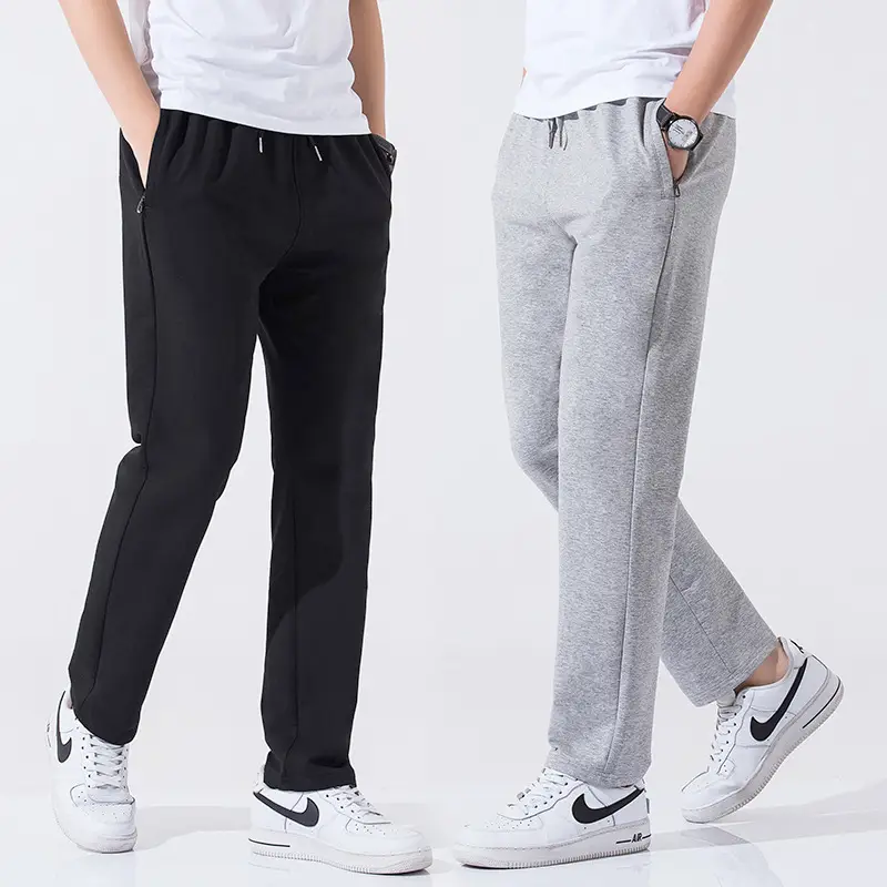 Men Grey Knitted Sweatpants Loose Wide Leg Straight Fit - Image 7