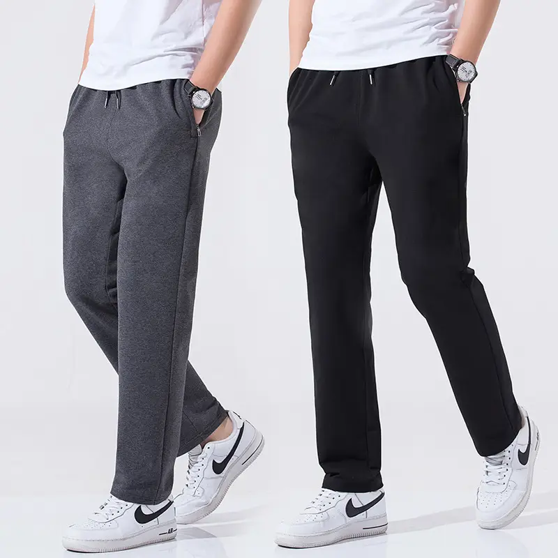 Men Grey Knitted Sweatpants Loose Wide Leg Straight Fit - Image 8