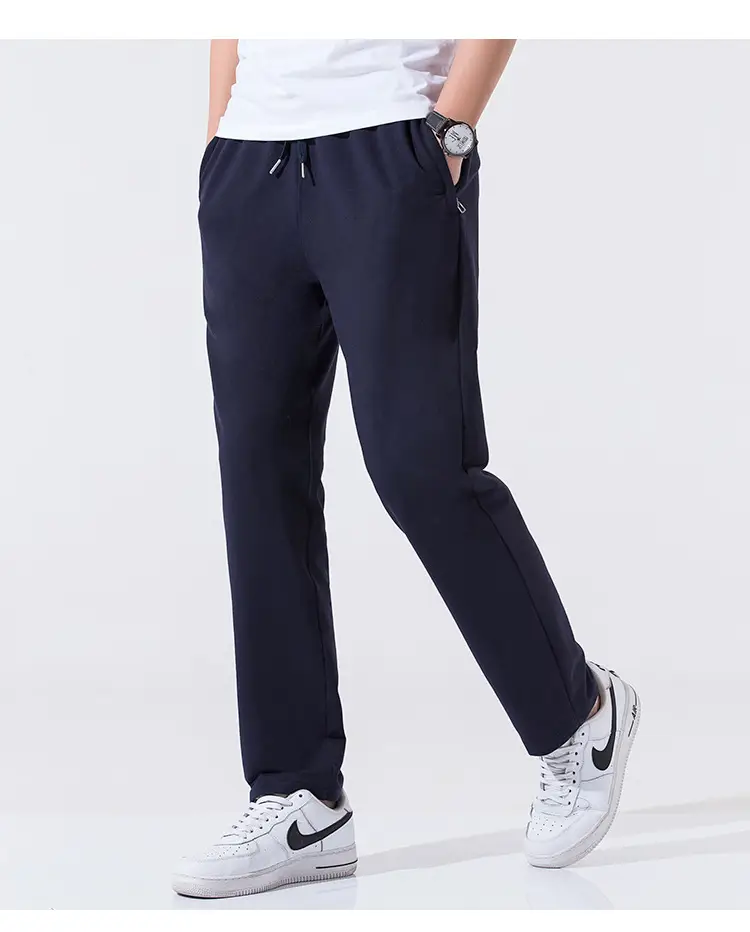 Men Grey Knitted Sweatpants Loose Wide Leg Straight Fit - Image 2