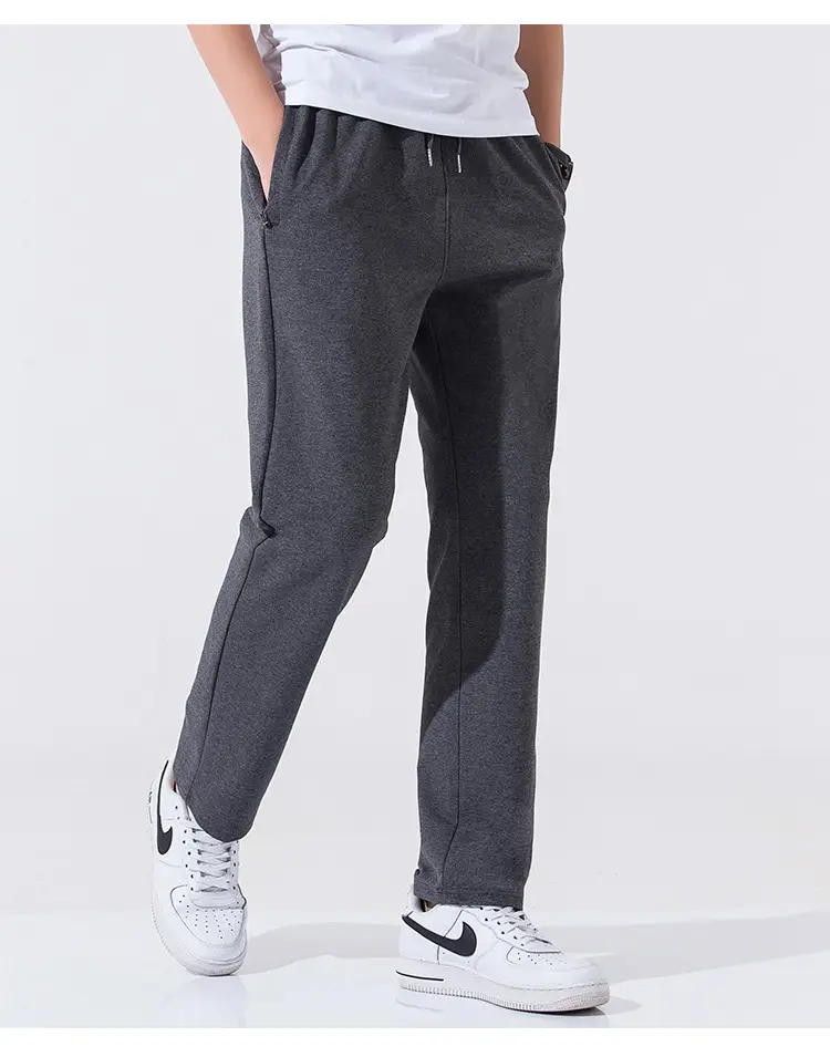 Men Grey Knitted Sweatpants Loose Wide Leg Straight Fit - Image 3