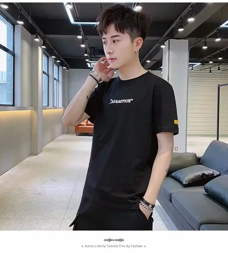 Men Orange Short Sleeve T-Shirt Casual Korean Style - Image 7