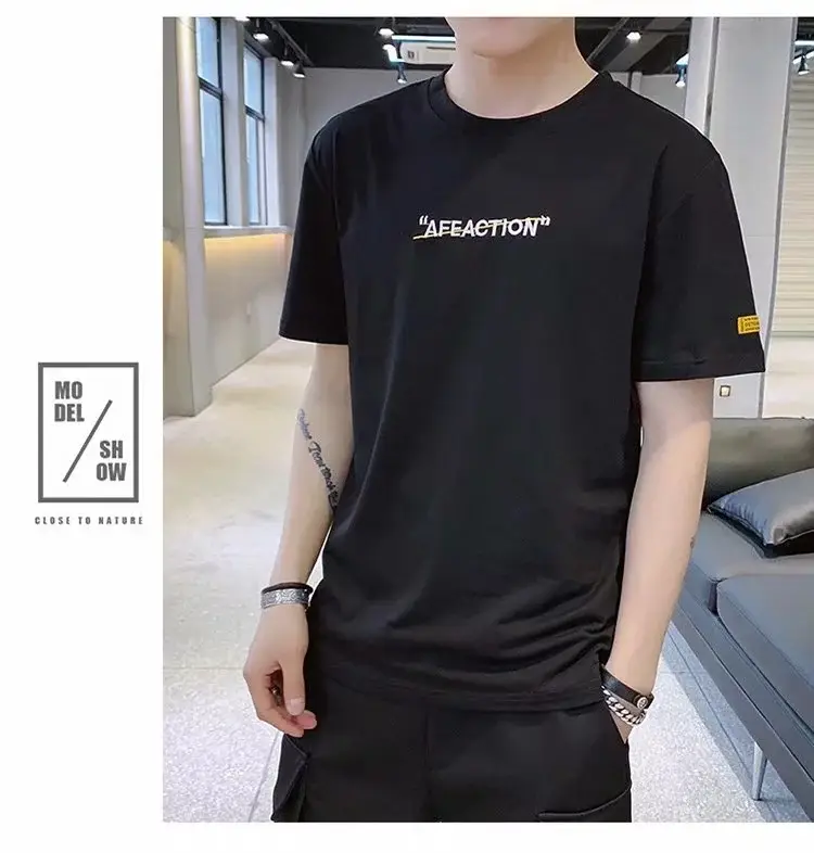 Men Orange Short Sleeve T-Shirt Casual Korean Style - Image 8