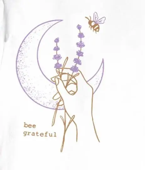 White Cotton Crewneck Searved with Moon & Butterfly Design - Image 2