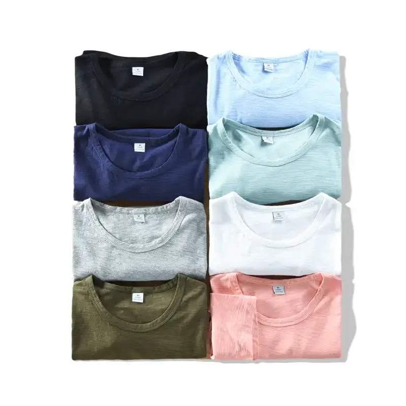 Men Grey Cotton T-Shirt Short Sleeve Crew Neck