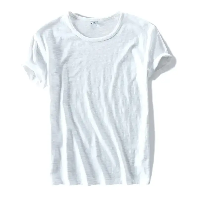 Men Grey Cotton T-Shirt Short Sleeve Crew Neck