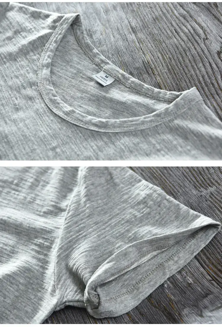 Men Grey Cotton T-Shirt Short Sleeve Crew Neck — feature 13