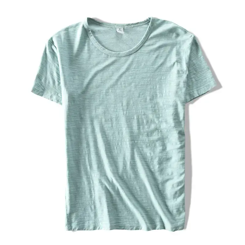Men Grey Cotton T-Shirt Short Sleeve Crew Neck