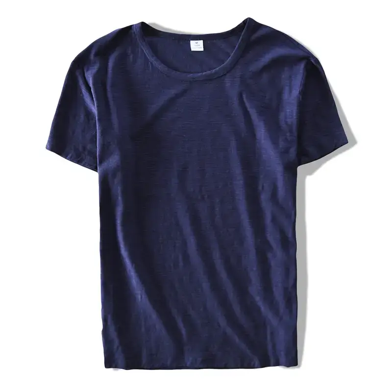 Men Grey Cotton T-Shirt Short Sleeve Crew Neck
