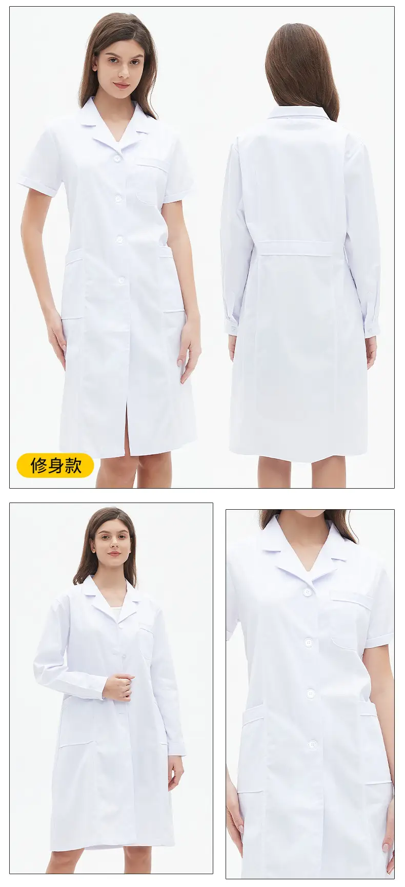 Doctor White Coat Long Sleeve Summer Dentist Uniform — feature 15
