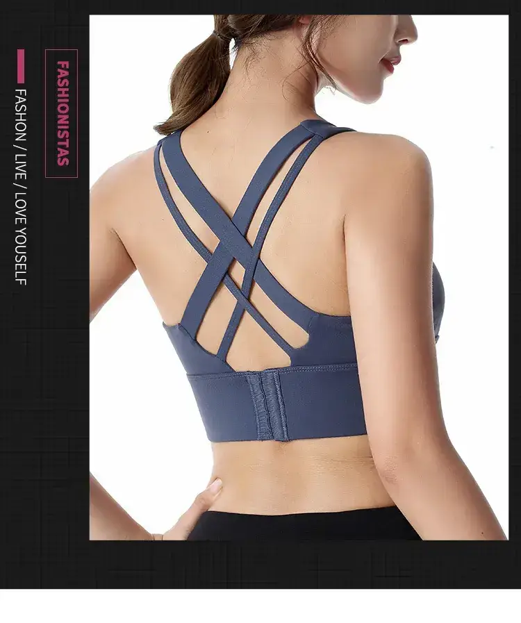 Plus Size Cross Back Sports Bra Yoga Running Vest — feature 15