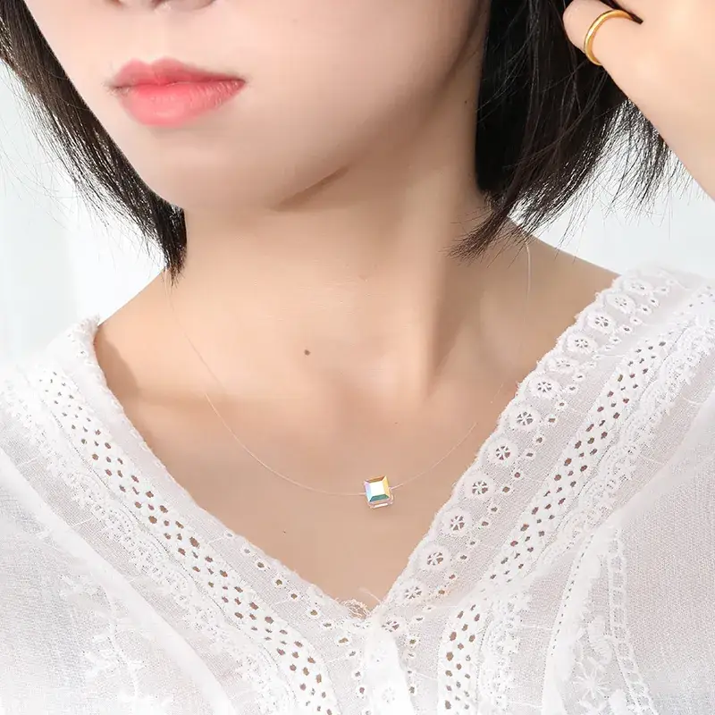 S925 Sterling Silver Moissanite Necklace with Zircon Pendant - Image 11