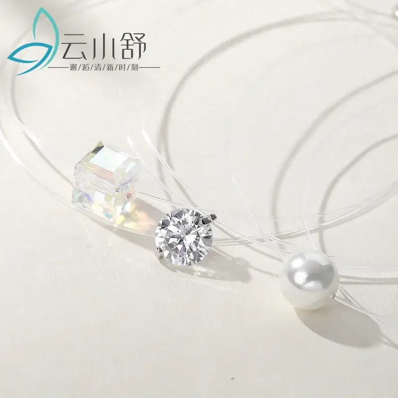 S925 Sterling Silver Moissanite Necklace with Zircon Pendant
