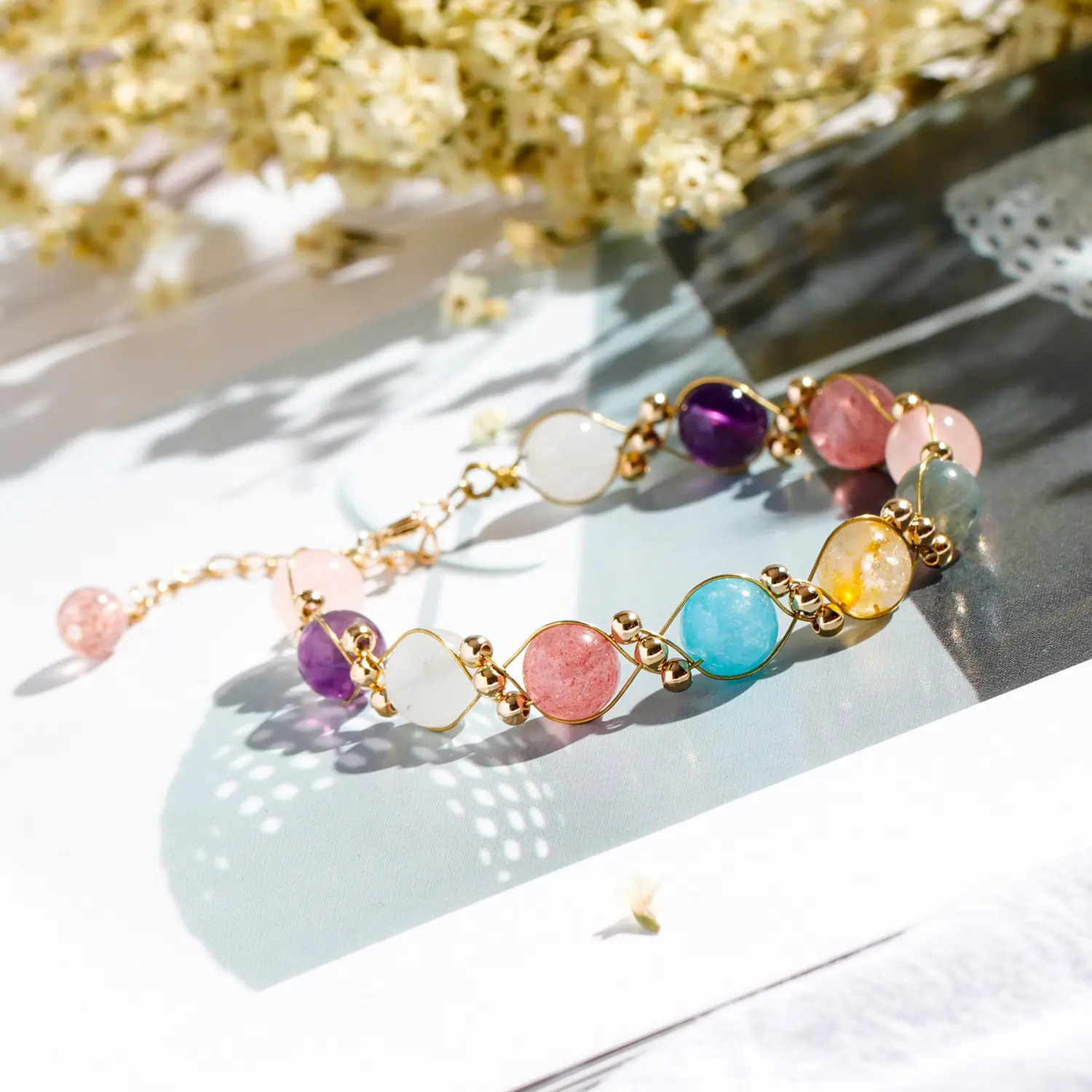 Badu Crystal Bracelet with Rose Quartz & Amethyst - Image 3