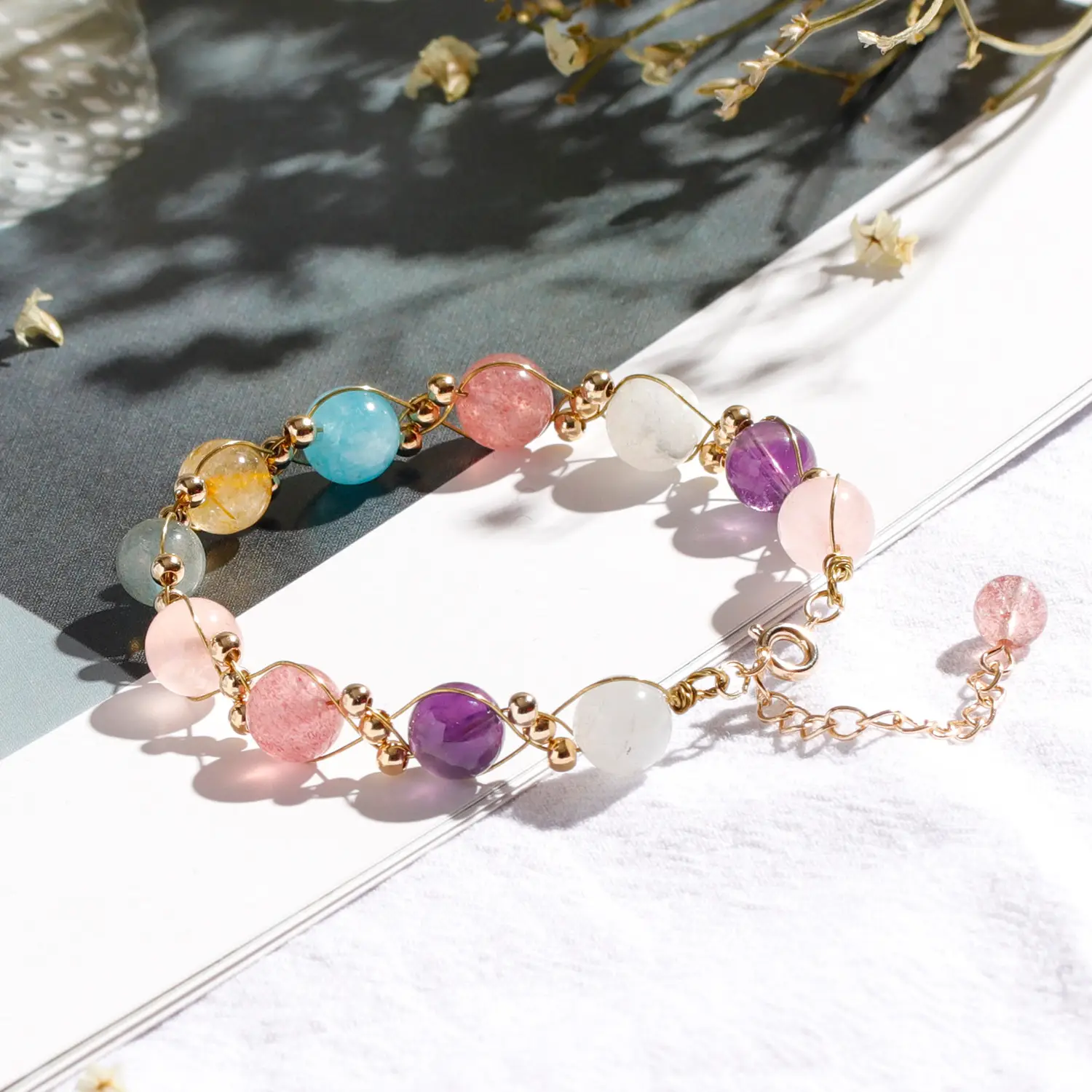 Badu Crystal Bracelet with Rose Quartz & Amethyst - Image 5