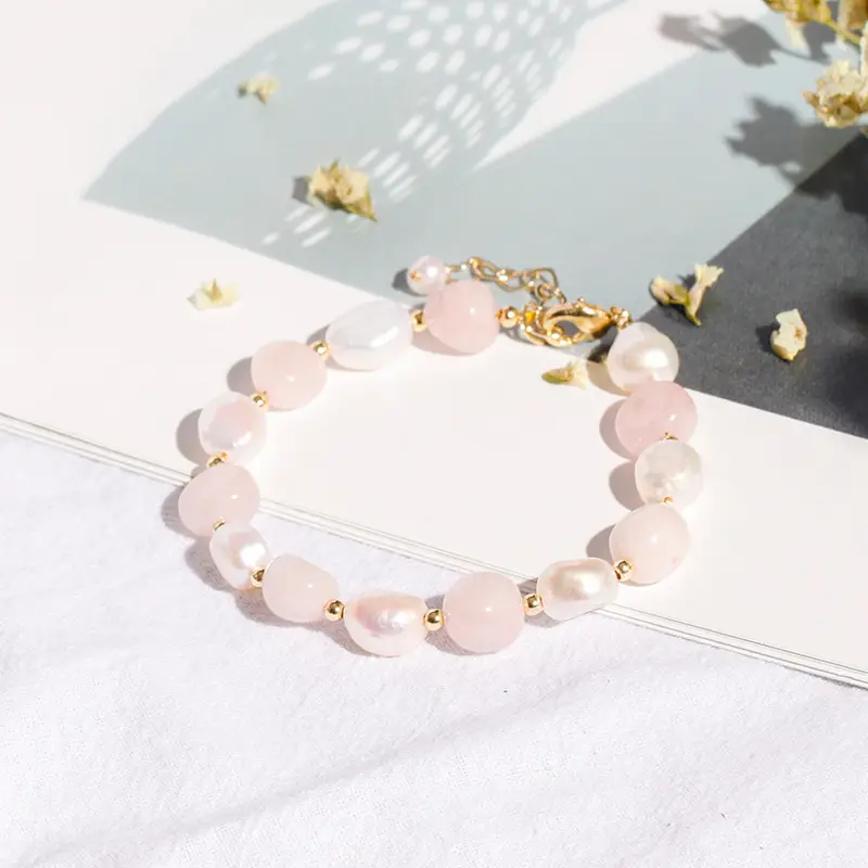 Badu Crystal Pearl Rose Quartz Bracelet Women's Korean Style Valentine's Gift - Image 10