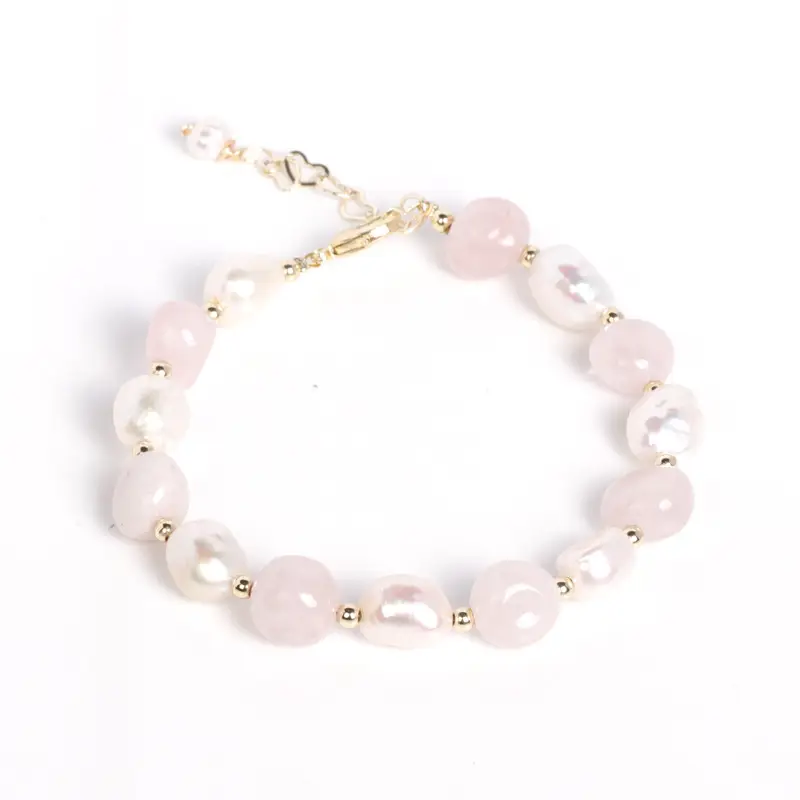 Badu Crystal Pearl Rose Quartz Bracelet Women's Korean Style Valentine's Gift - Image 12