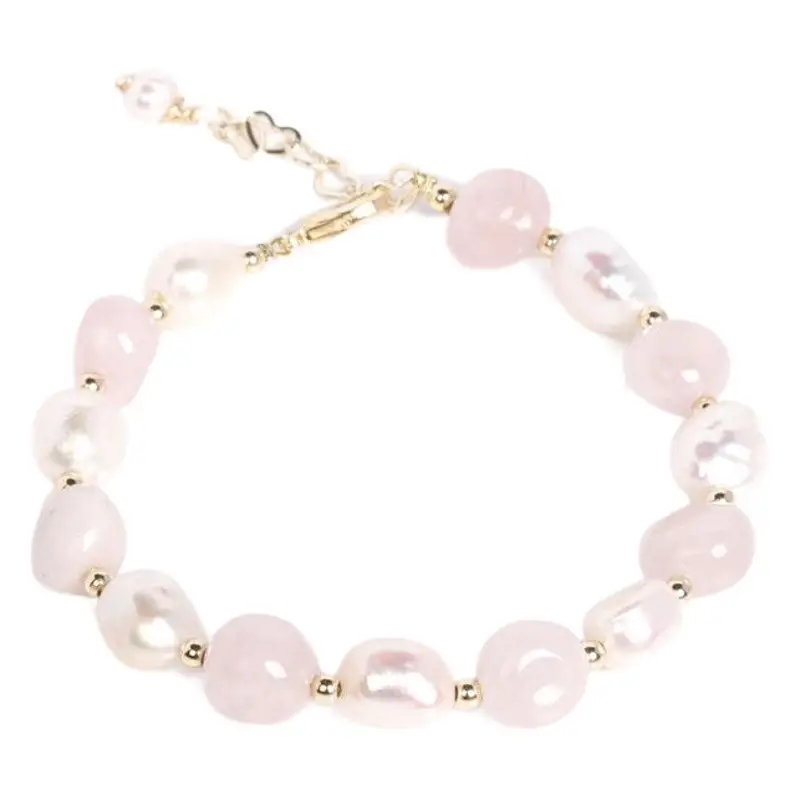 Badu Crystal Pearl Rose Quartz Bracelet Women's Korean Style Valentine's Gift