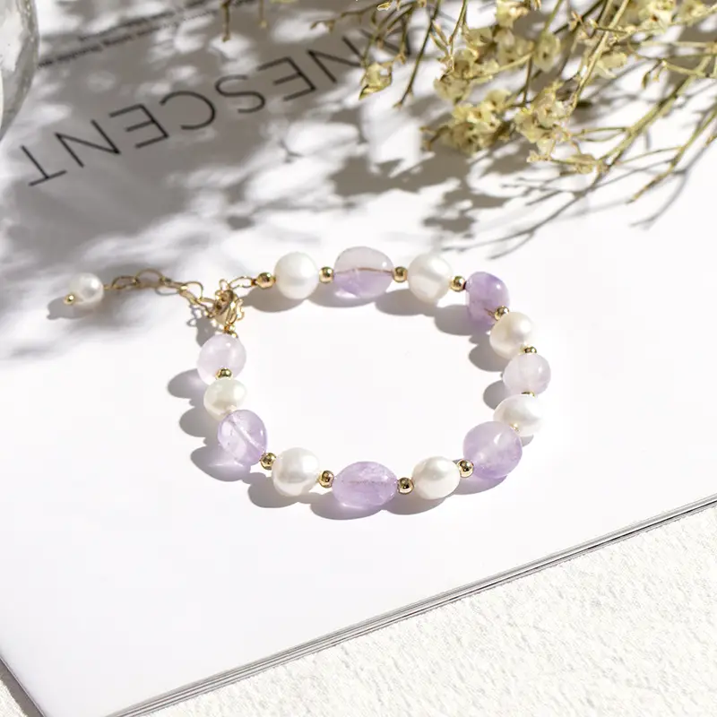 Badu Crystal Pearl Rose Quartz Bracelet Women's Korean Style Valentine's Gift - Image 2