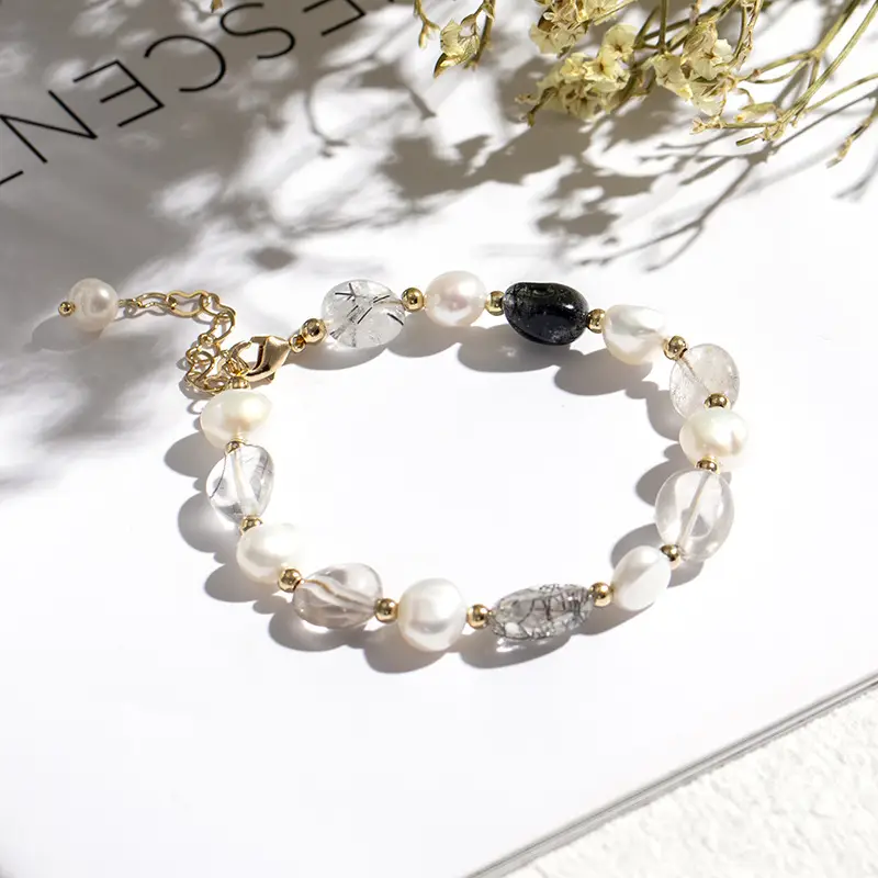 Badu Crystal Pearl Rose Quartz Bracelet Women's Korean Style Valentine's Gift - Image 4