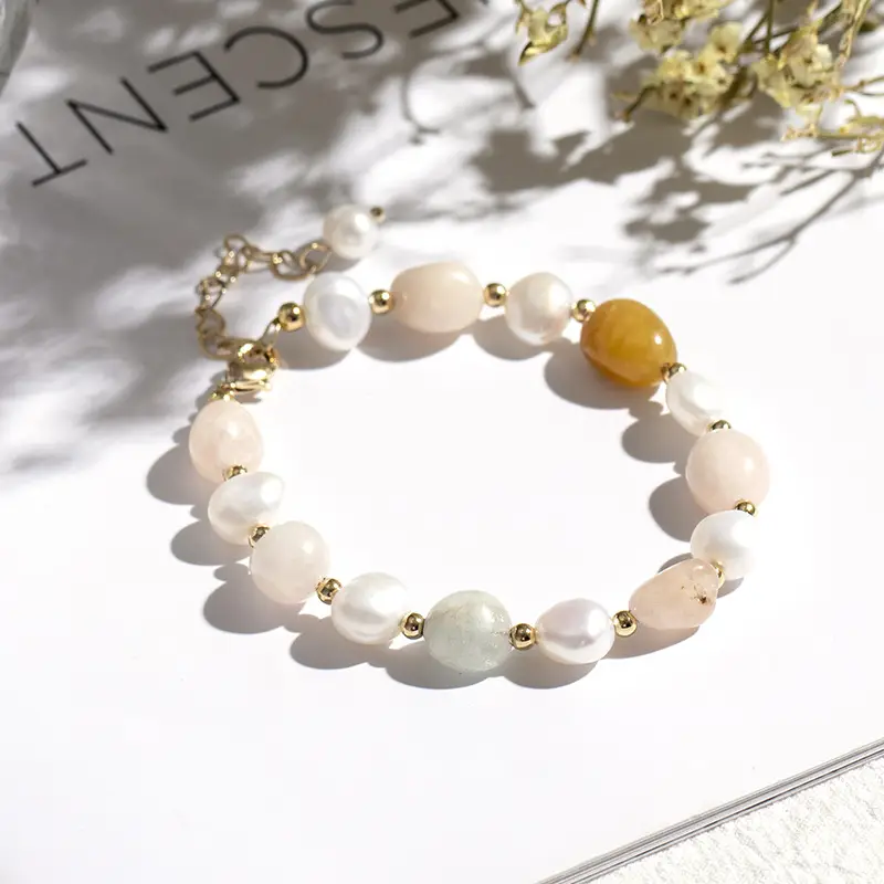 Badu Crystal Pearl Rose Quartz Bracelet Women's Korean Style Valentine's Gift - Image 5