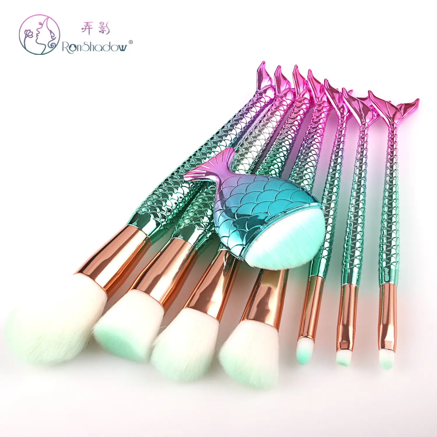 11 Pcs Mermaid Fish Tail Makeup Brushes Set