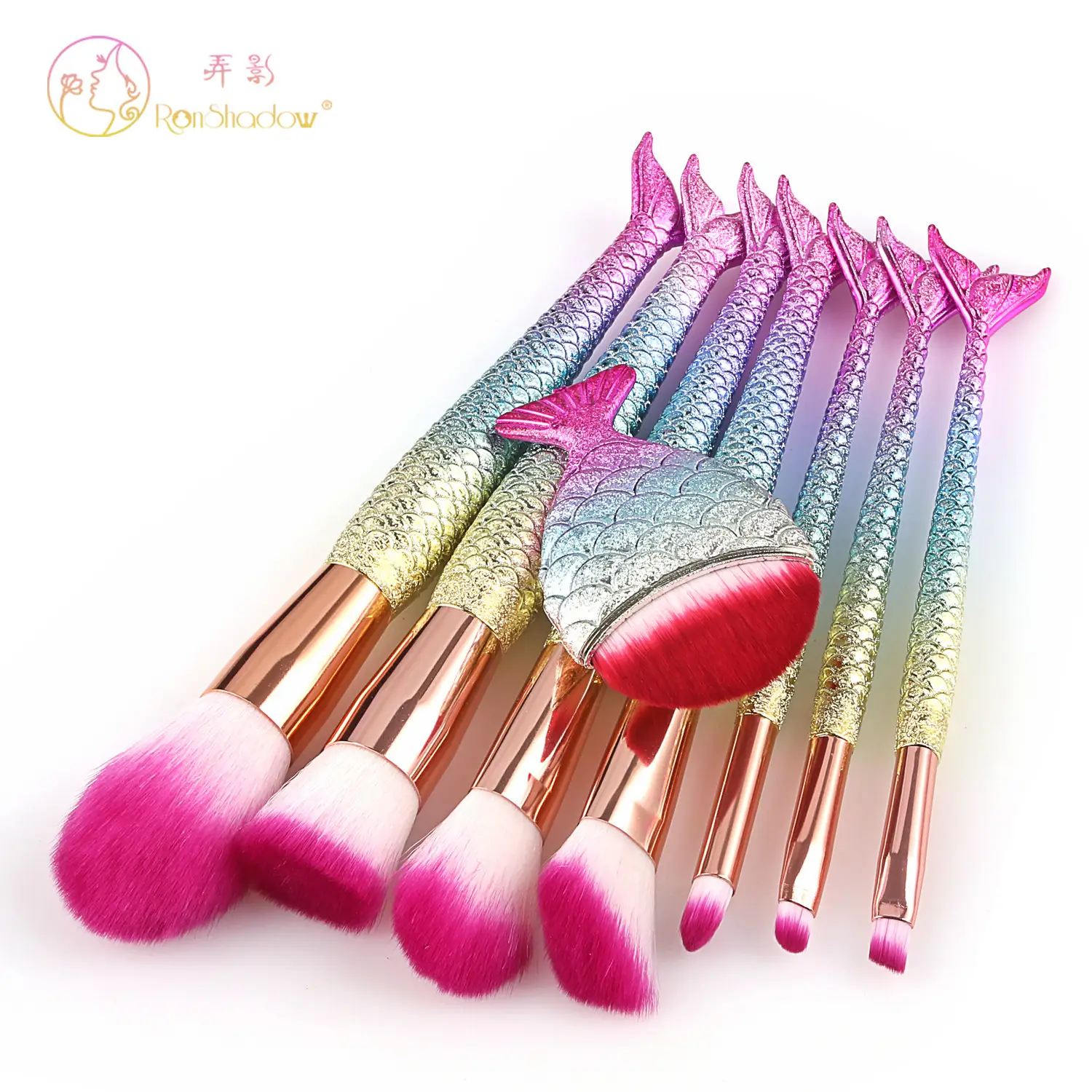11 Pcs Mermaid Fish Tail Makeup Brushes Set
