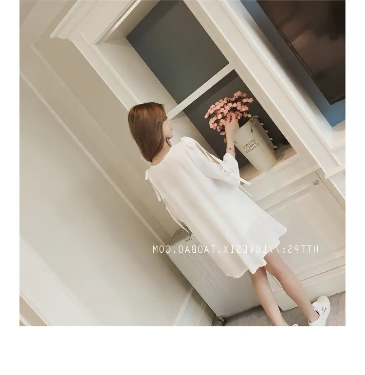 2025 Summer Korean Style Bow Letter Print Half Sleeve T-Shirt Women's Top Mid-Length Off-Shoulder T-Shirt Dress — feature 21