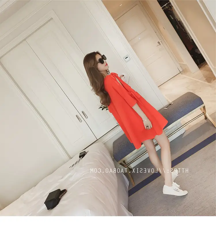 2025 Summer Korean Style Bow Letter Print Half Sleeve T-Shirt Women's Top Mid-Length Off-Shoulder T-Shirt Dress — feature 30