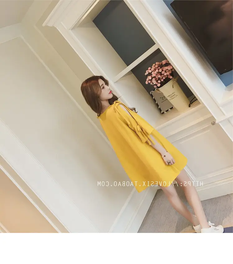 2025 Summer Korean Style Bow Letter Print Half Sleeve T-Shirt Women's Top Mid-Length Off-Shoulder T-Shirt Dress — feature 39