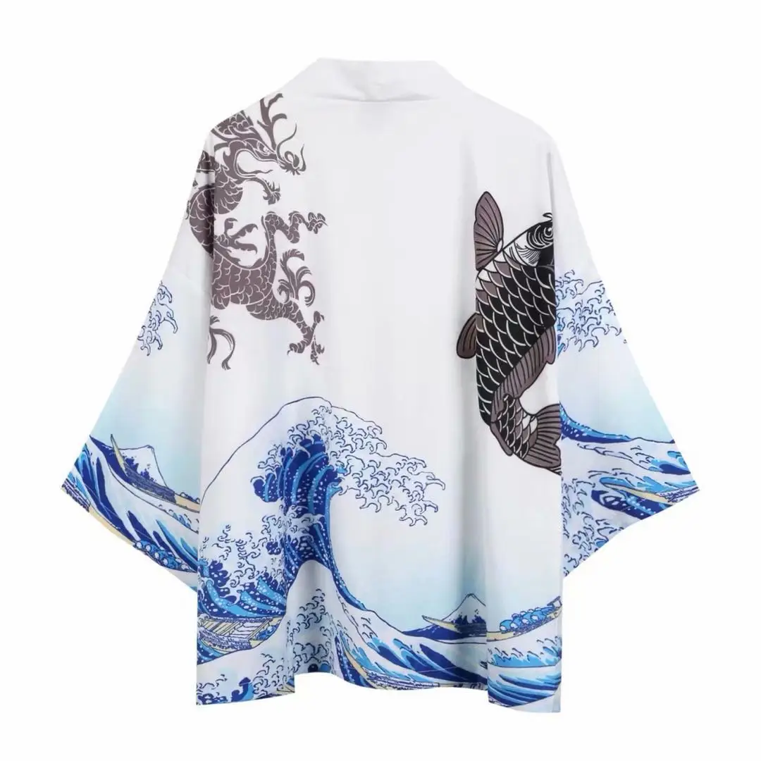 Japanese Style Dragon Print Sunscreen Coat for Men - Image 4