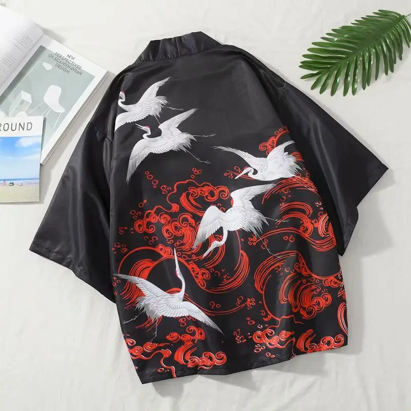 Japanese Style Dragon Print Sunscreen Coat for Men - Image 10