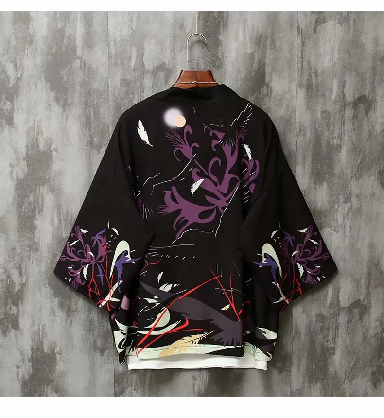 Japanese Style Dragon Print Sunscreen Coat for Men - Image 23