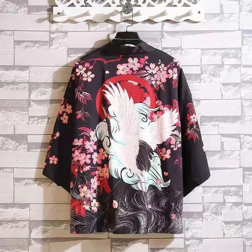 Japanese Style Dragon Print Sunscreen Coat for Men - Image 25