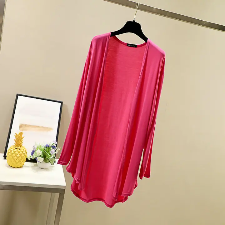 Women's White Modal Cardigan Large Loose Spring Summer Shirt - Image 10